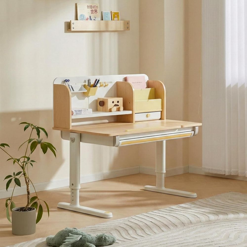 Adjustable Wooden Kids Desk wi - Wrist Rest Wood 评论和价格