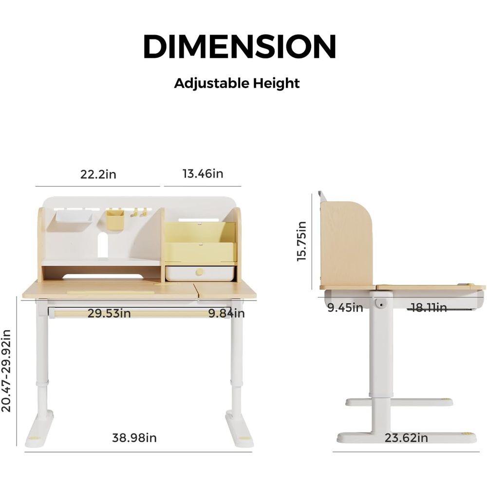 Adjustable Wooden Kids Desk wi - Wrist Rest Wood 评论和价格
