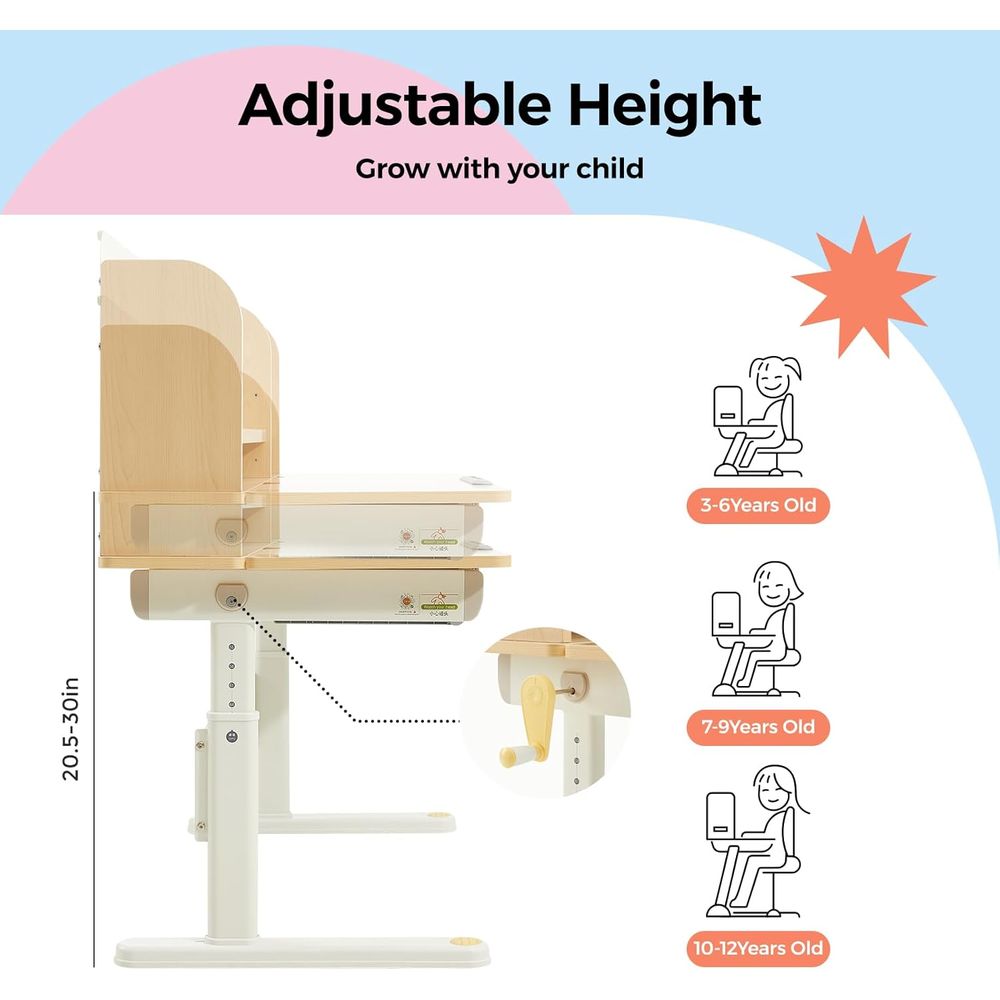 Adjustable Wooden Kids Desk wi - Wrist Rest Wood 评论和价格