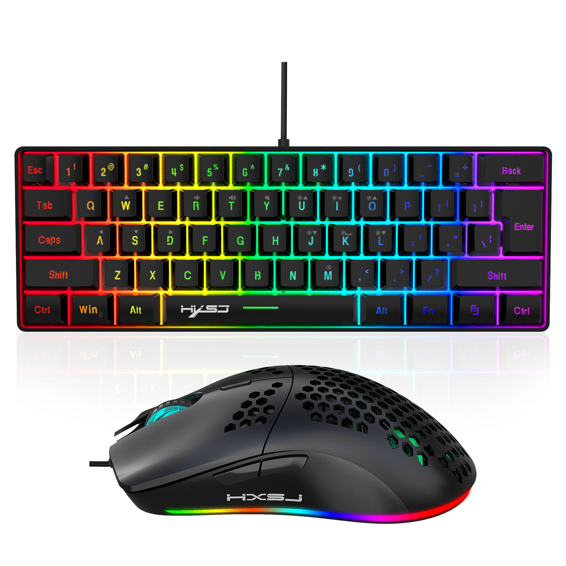 Hot selling HXSJ 61 keys V700  - Gaming Keyboard And Mouse Combo 评论和价格