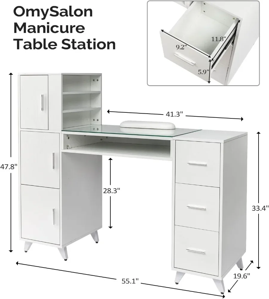 Manicure Table Nail Desk for N - Wrist Rest Wood 评论和价格
