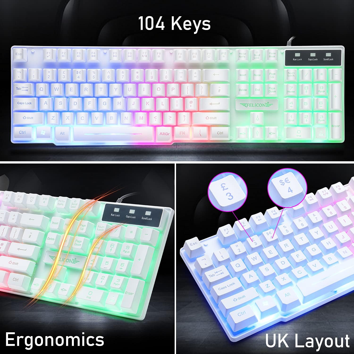 MAMBASNAKE T11 UK 100% Gaming  - Gaming Keyboard And Mouse Combo 评论和价格