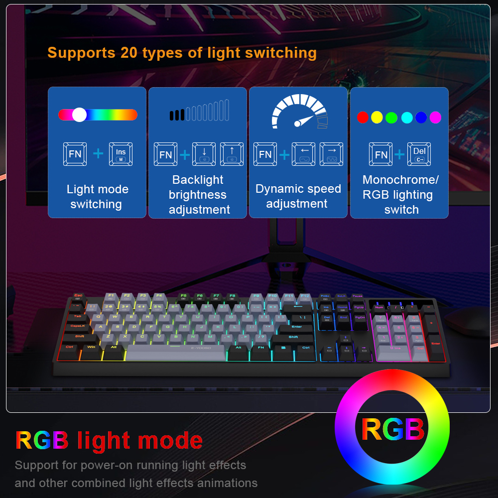 E-YOOSO Z14 RGB USB Mechanical - Gaming Keyboard E Yooso 评论和价格