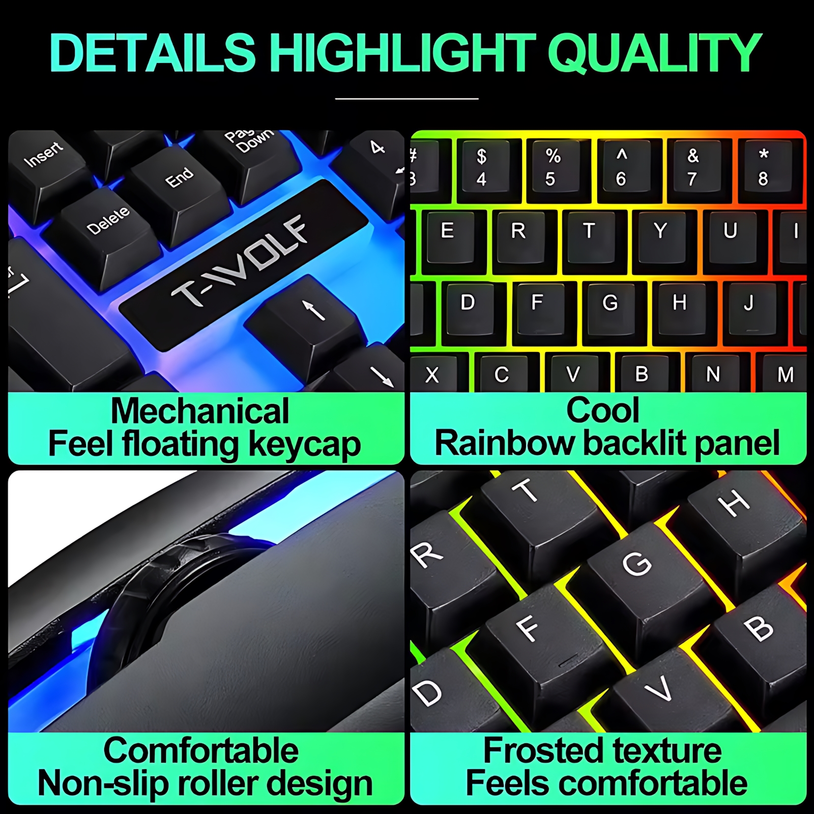 Rainbow Backlit Wired Keyboard - Gaming Keyboard And Mouse Combo 评论和价格