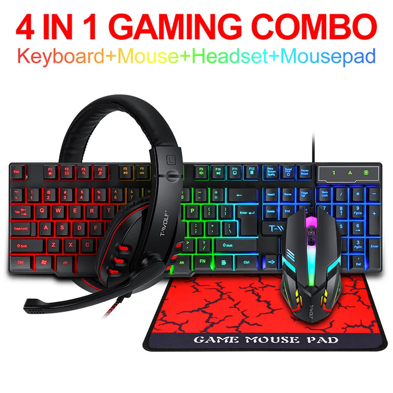 T-WOLF Game Four Piece TF800 I - Gaming Keyboard And Mouse Combo 评论和价格