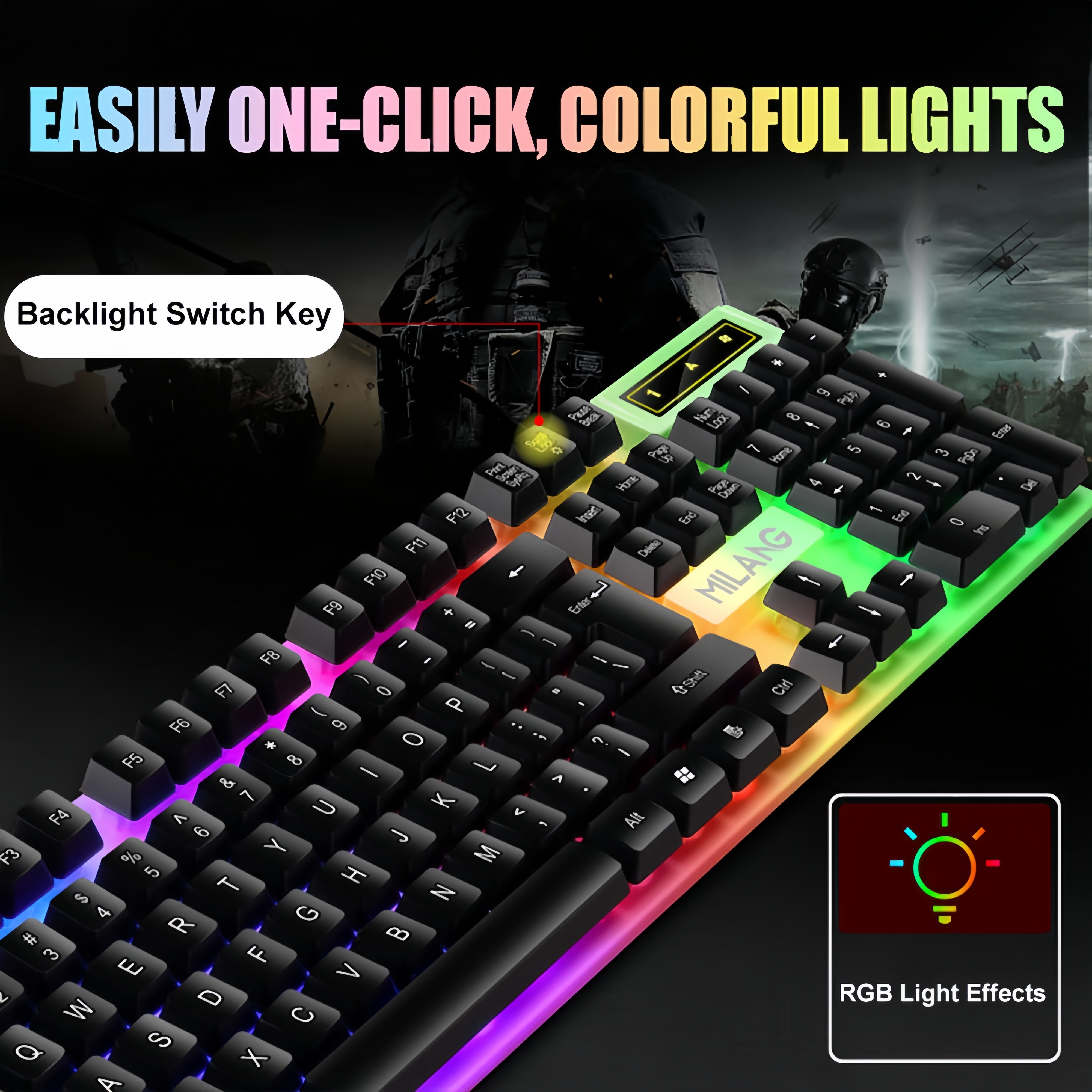 KEBIDUMEI USB Wired Keyboard R - Gaming Keyboard Half 评论和价格