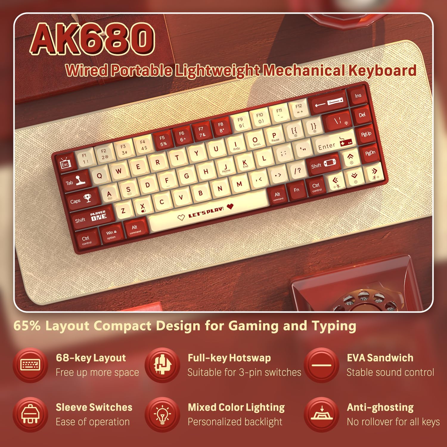 MAMBASNAKE x ATTACK SHARK AK68 - Gaming Keyboard Half 评论和价格