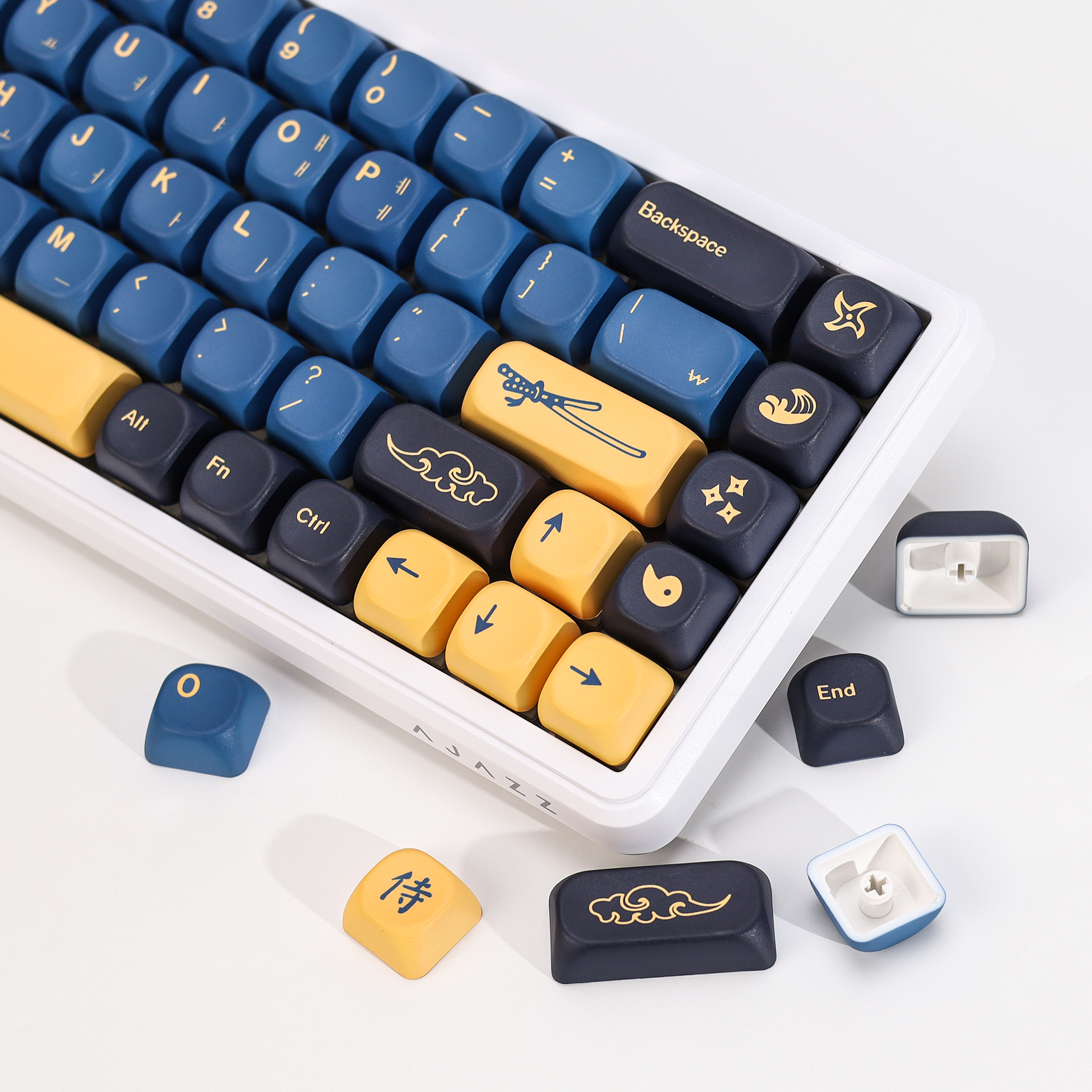 KBDiy Korean Keycap Retro GMK  - Gaming Keyboard Blue 评论和价格