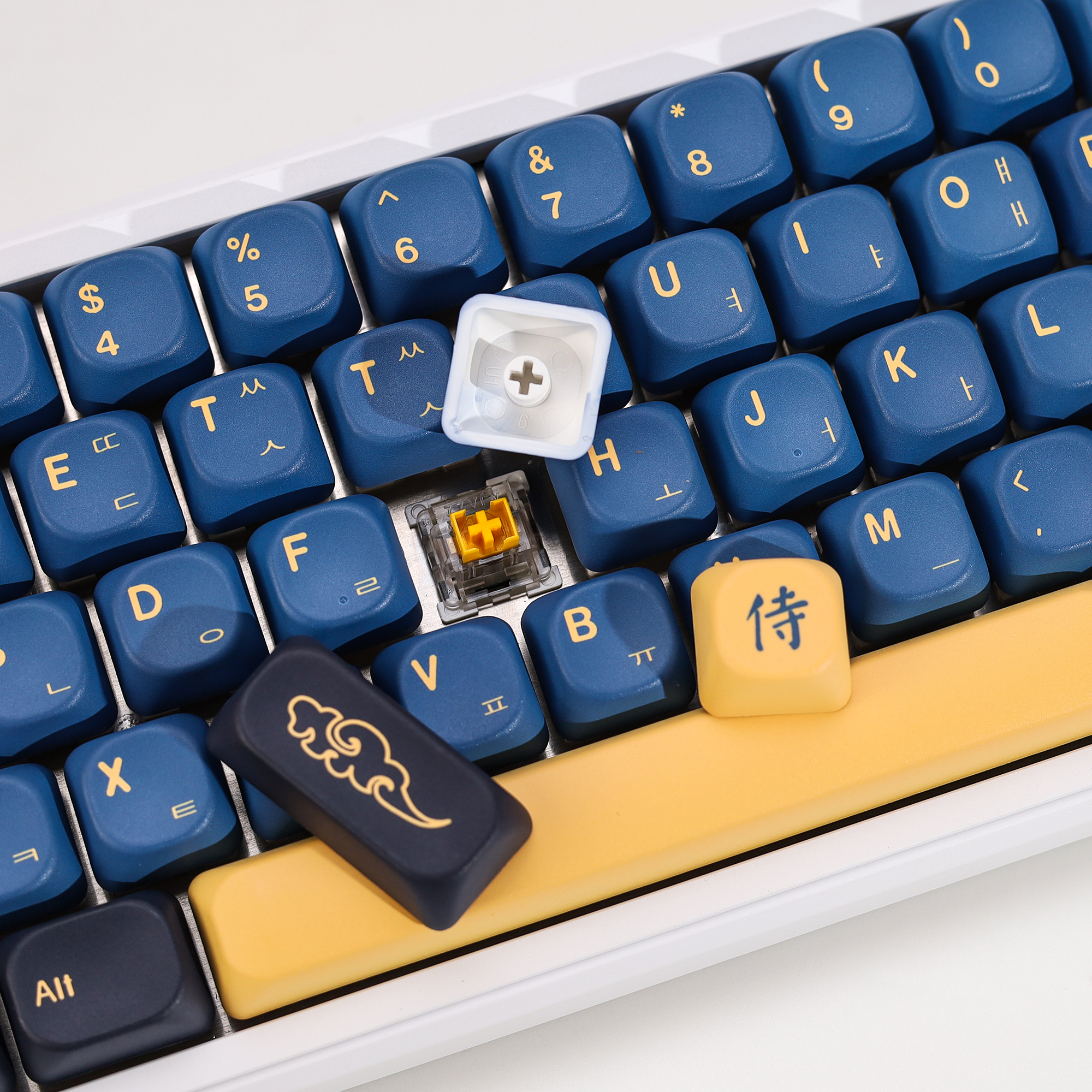 KBDiy Korean Keycap Retro GMK  - Gaming Keyboard Blue 评论和价格