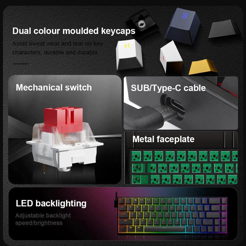 E-YOOSO Z686 RGB USB 60% Mini  - Gaming Keyboard E Yooso 评论和价格