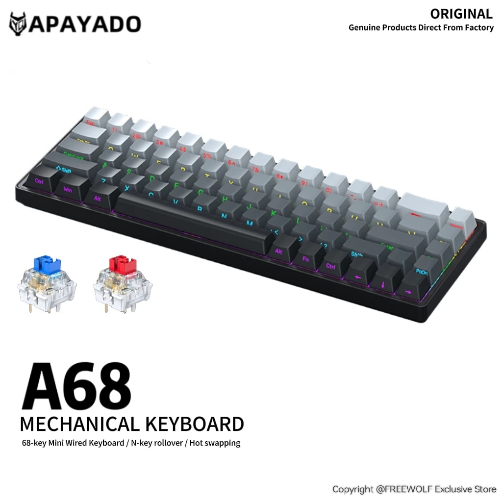 APAYADO A68 Wired Mechanical K - Gaming Keyboard Half 评论和价格